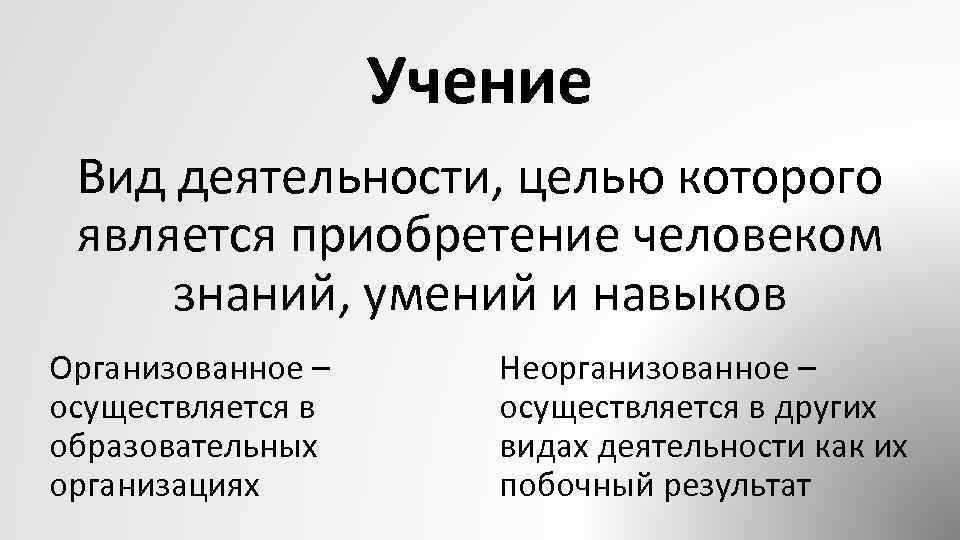 Виды учения