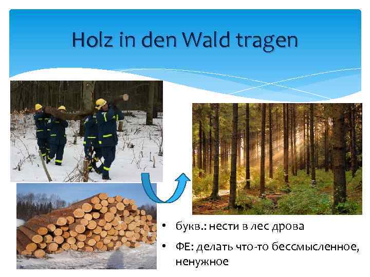 Holz in den Wald tragen • букв. : нести в лес дрова • ФЕ: