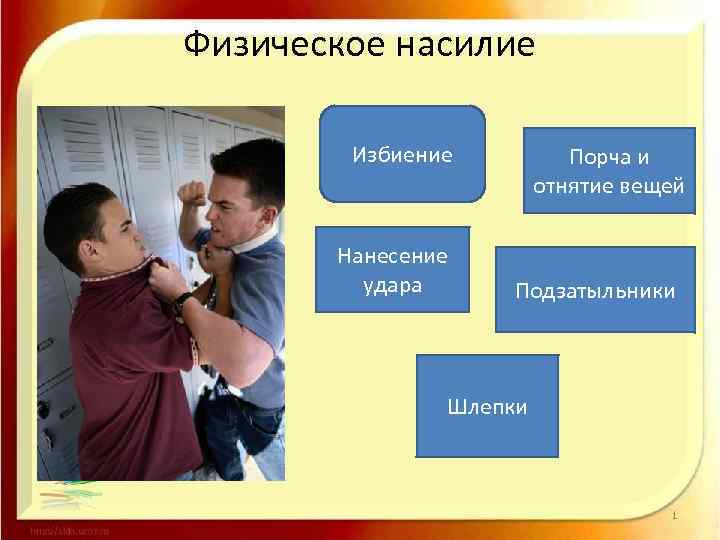 Физическое насилие Избиение Нанесение удара Порча и отнятие вещей Подзатыльники Шлепки 