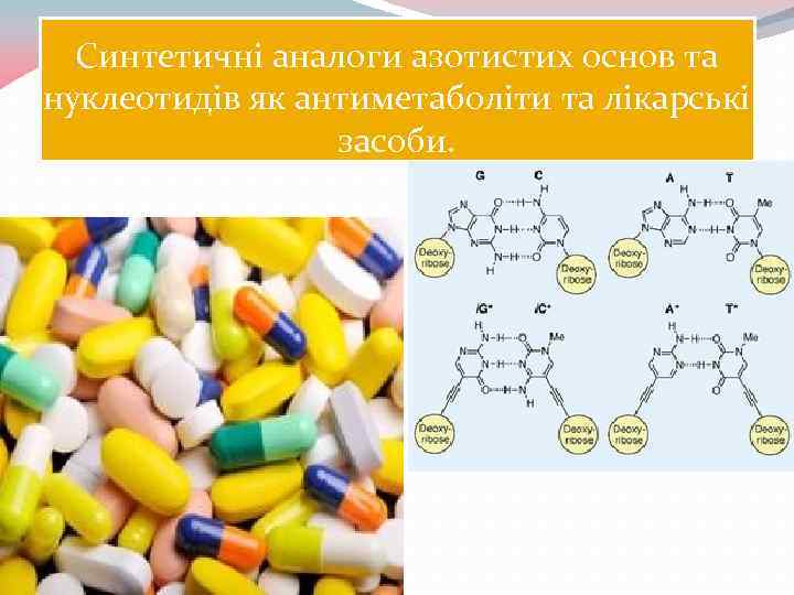 Синтетичні аналоги азотистих основ та нуклеотидів як антиметаболіти та лікарські засоби. 