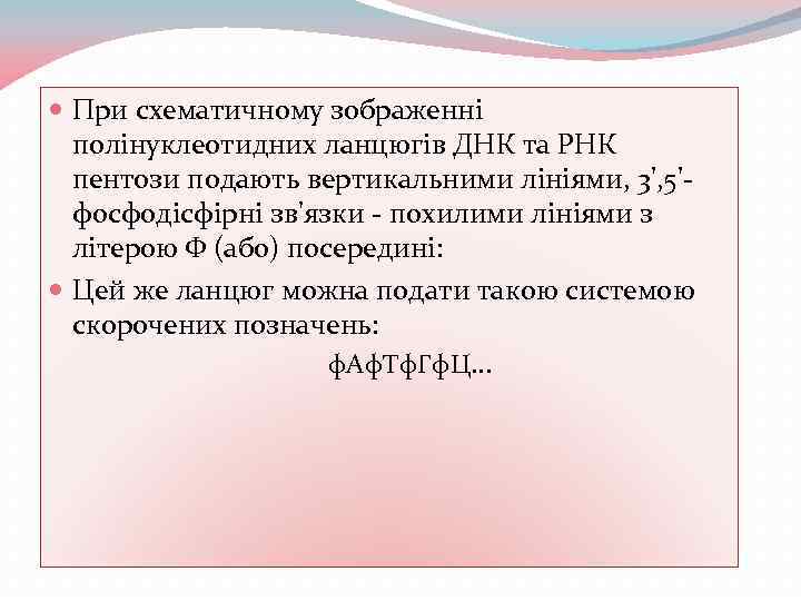  При схематичному зображенні полінуклеотидних ланцюгів ДНК та РНК пентози подають вертикальними лініями, 3',