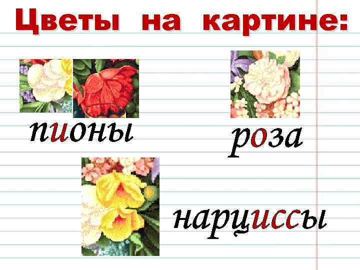 Цветы на картине: пионы роза нарциссы 