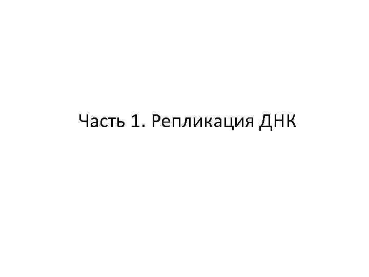 Часть 1. Репликация ДНК 