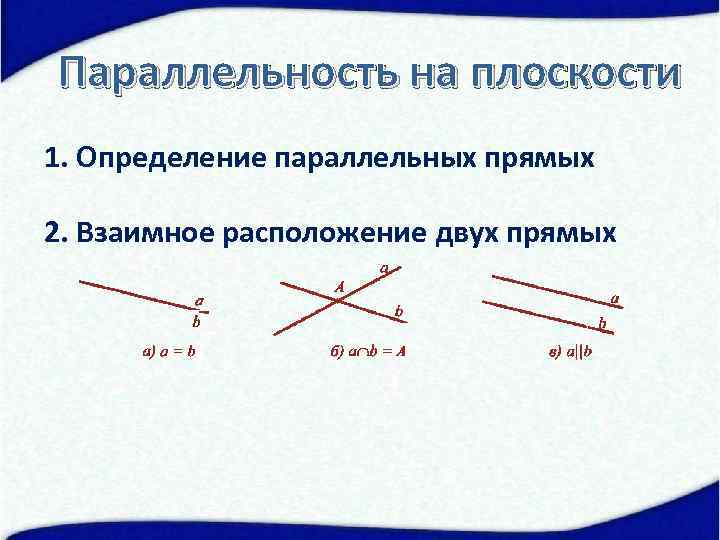 Параллельность двух прямых