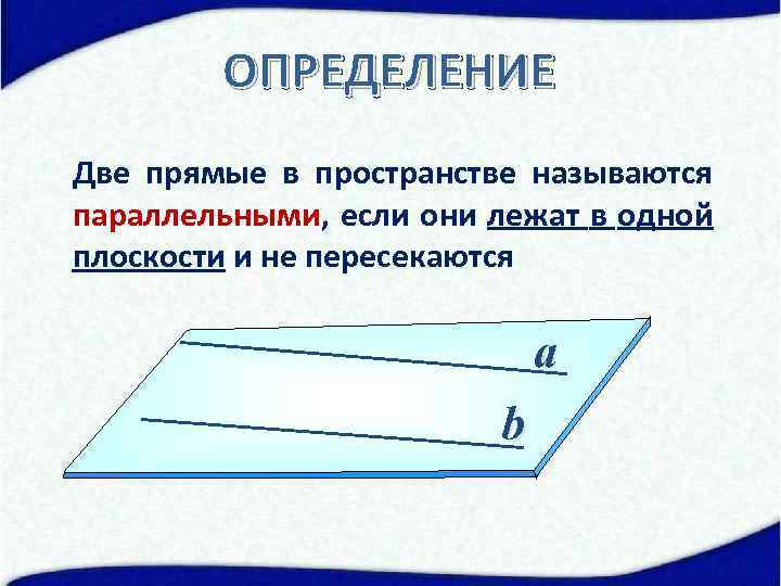 Определение параллельных прямых в пространстве