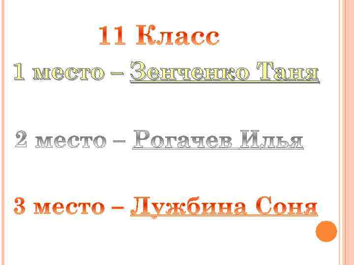 1 место – Зенченко Таня 