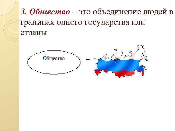 3. Общество – это объединение людей в границах одного государства или страны 