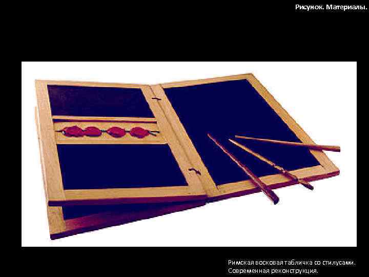Рисунок. Материалы. Римская восковая табличка со стилусами. Современная реконструкция. 