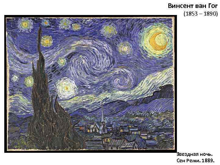 Винсент ван Гог (1853 – 1890) Звездная ночь. Сен Реми. 1889. 