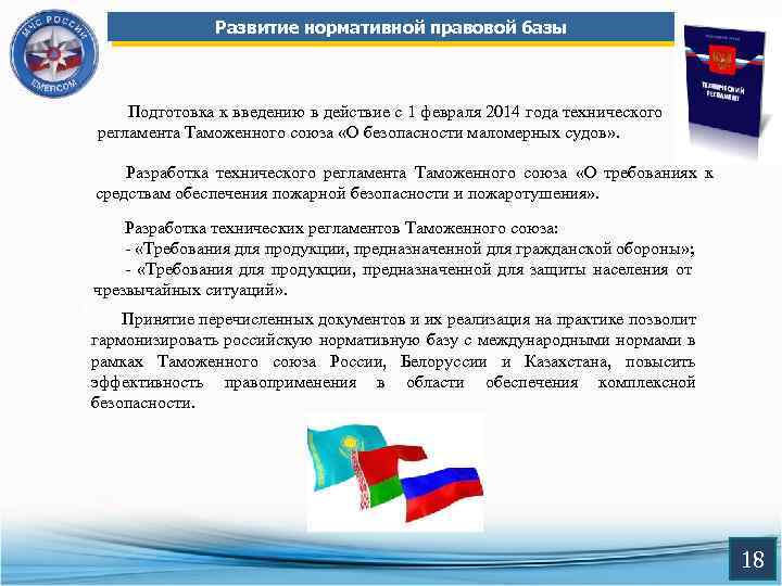 Развитие нормативной правовой базы Подготовка к введению в действие с 1 февраля 2014 года