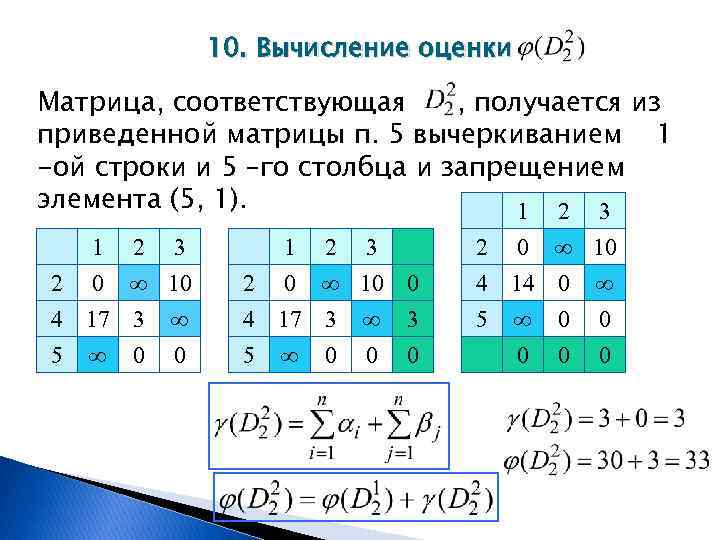 10. Вычисление оценки Матрица, соответствующая , получается из приведенной матрицы п. 5 вычеркиванием 1