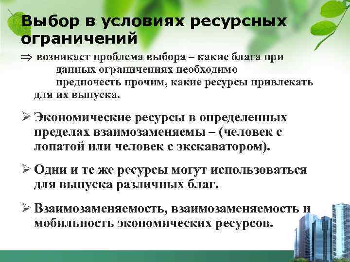 Выбор в условиях ресурсных ограничений возникает проблема выбора – какие блага при данных ограничениях