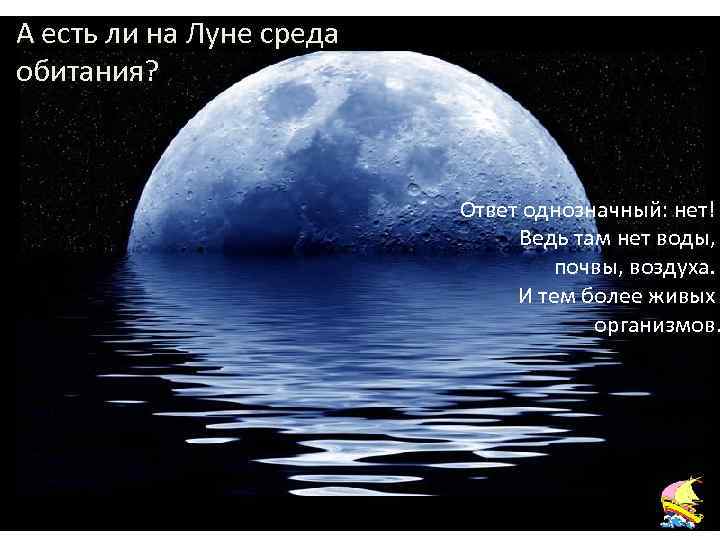А есть ли на Луне среда обитания? Биология 2 ответ Ответ однозначный: нет! Ведь