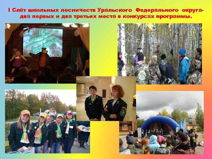 I Слёт школьных лесничеств Уральского Федерального округадва первых и два третьих места в конкурсах