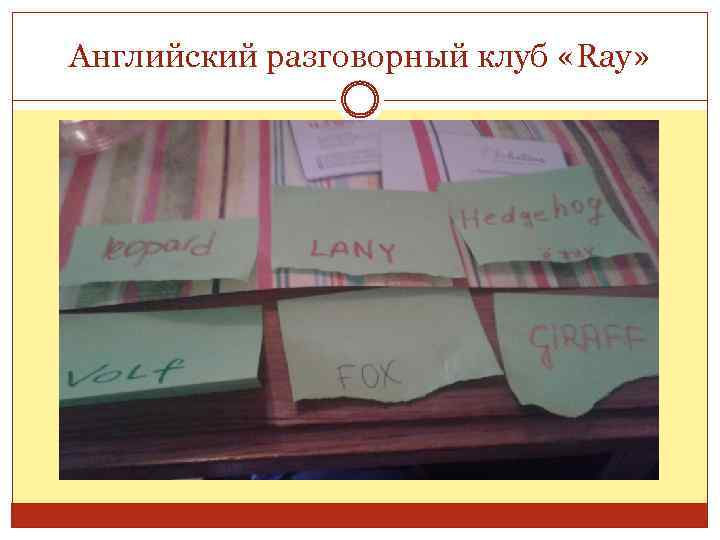 Английский разговорный клуб «Ray» 