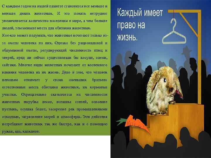 С каждым годом на нашей планете становится все меньше и меньше диких животных. И