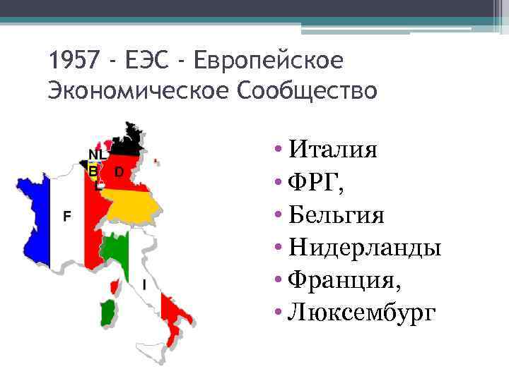 Какие 6 государств. Европейское экономическое сообщество 1957. Европейское экономическое сообщество страны. ЕЭС европейское экономическое сообщество. Европейское экономическое сообщество (ЕЭС, общий рынок).