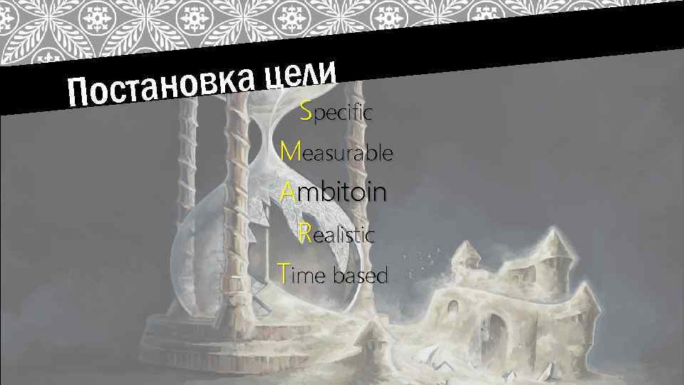 ка цели останов П Specific Measurable Ambitoin Realistic Time based 