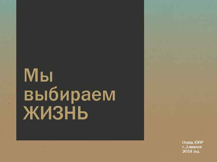 Мы выбираем ЖИЗНЬ Отряд ЮПР г. Данилов 2014 год 