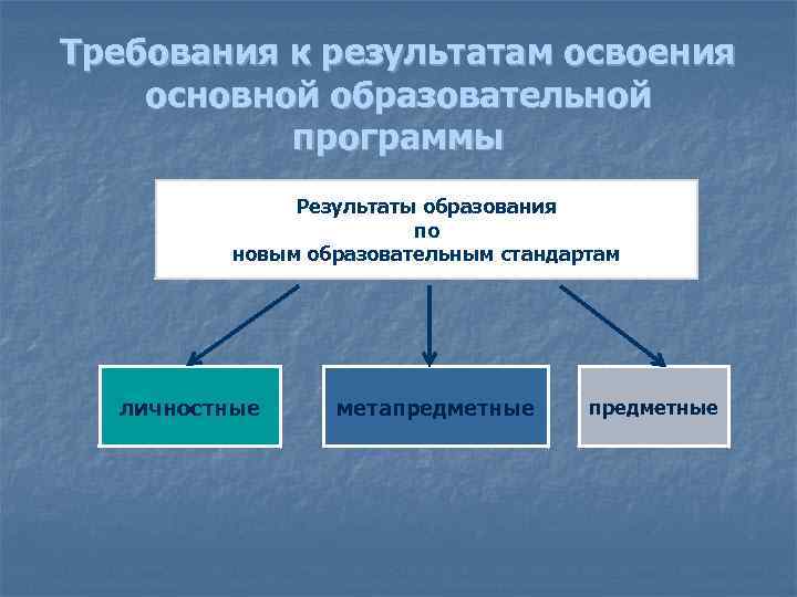 Требования к результатам освоения основной образовательной программы Результаты образования по новым образовательным стандартам личностные