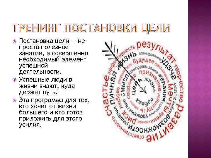  Постановка цели — не просто полезное занятие, а совершенно необходимый элемент успешной деятельности.