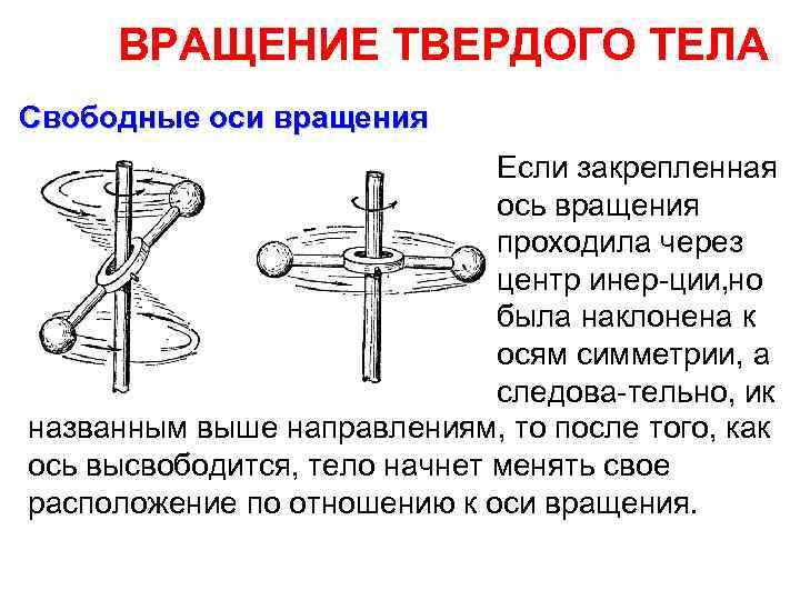 Ось вращения. Свободные оси вращения. Вращение твердого тела. Вращение вокруг свободных осей.