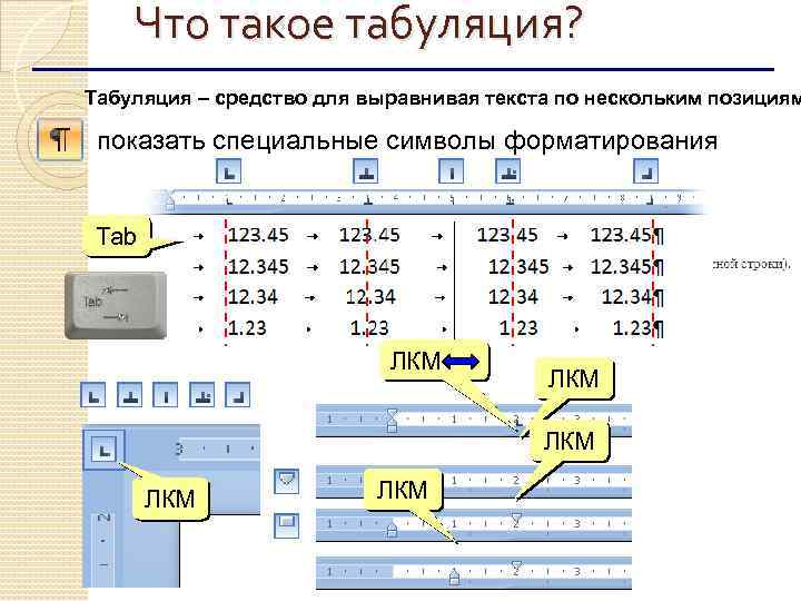 Табуляция в ворде