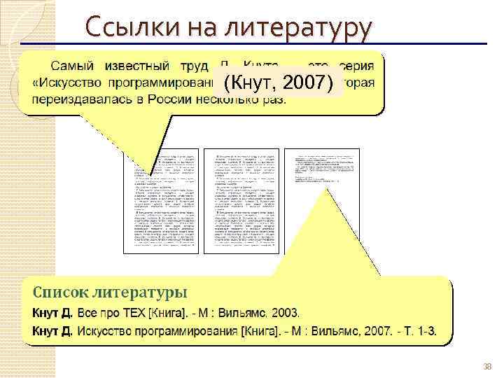 Ссылки на литературу (Кнут, 2007) 38 