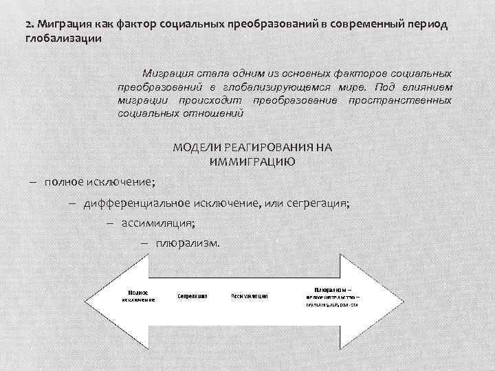 2. Миграция как фактор социальных преобразований в современный период глобализации Миграция стала одним из