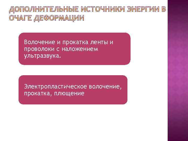Волочение и прокатка ленты и проволоки с наложением ультразвука. Электропластическое волочение, прокатка, плющение 