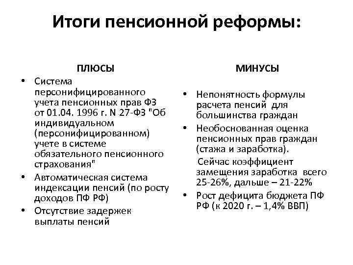 Проект реформы пенсионной реформы