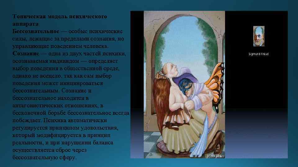 Топическая модель психического аппарата Бессознательное — особые психические силы, лежащие за пределами сознания, но