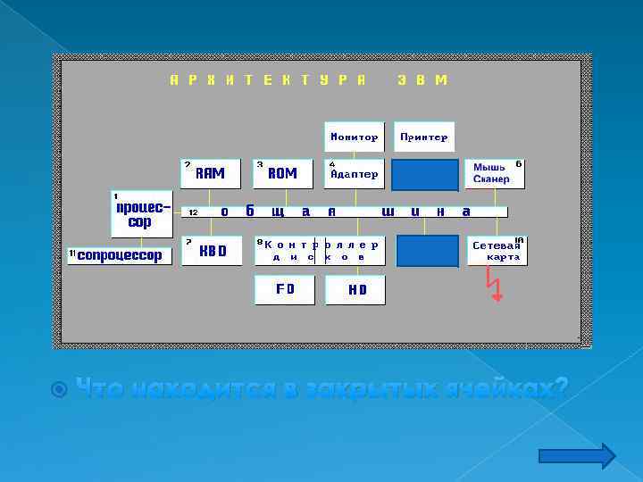  Что находится в закрытых ячейках? 