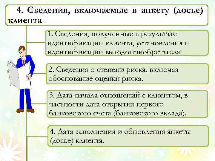 Включая результате. Сведения в досье клиента. Анкета и досье клиента в банке. Идентификация юридического лица. Сведения при идентификации юридического лица.