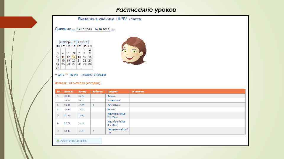 Расписание уроков 