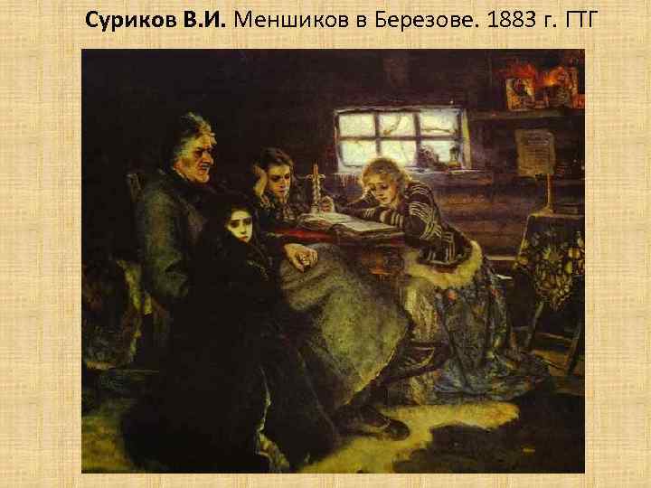 Суриков В. И. Меншиков в Березове. 1883 г. ГТГ 