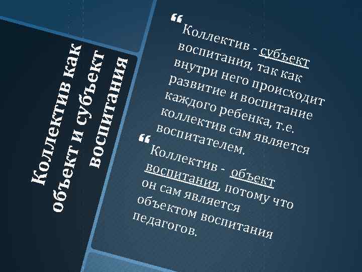 Колл екти объе в как кт и субъ ект восп итан ия Колл екти