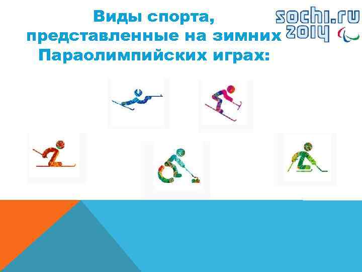 Виды спорта, представленные на зимних Параолимпийских играх: 