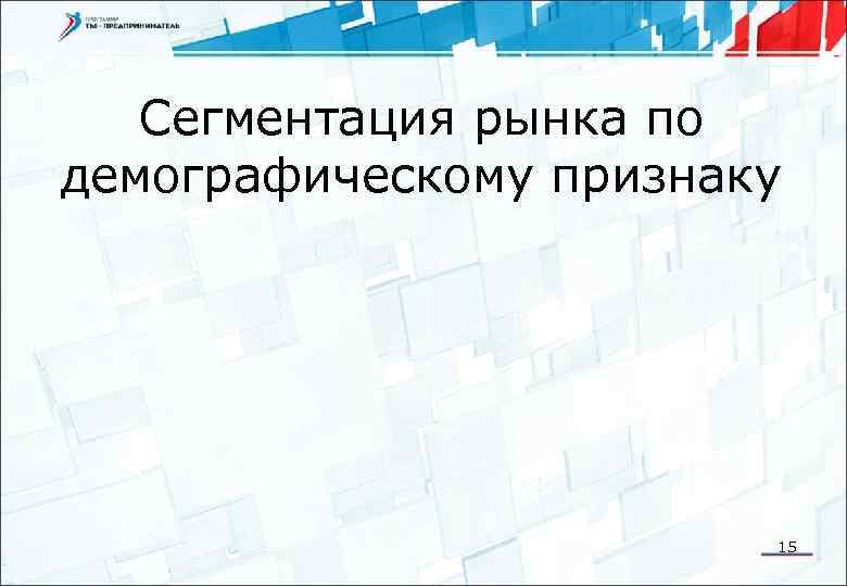 Сегментация рынка по демографическому признаку 15 