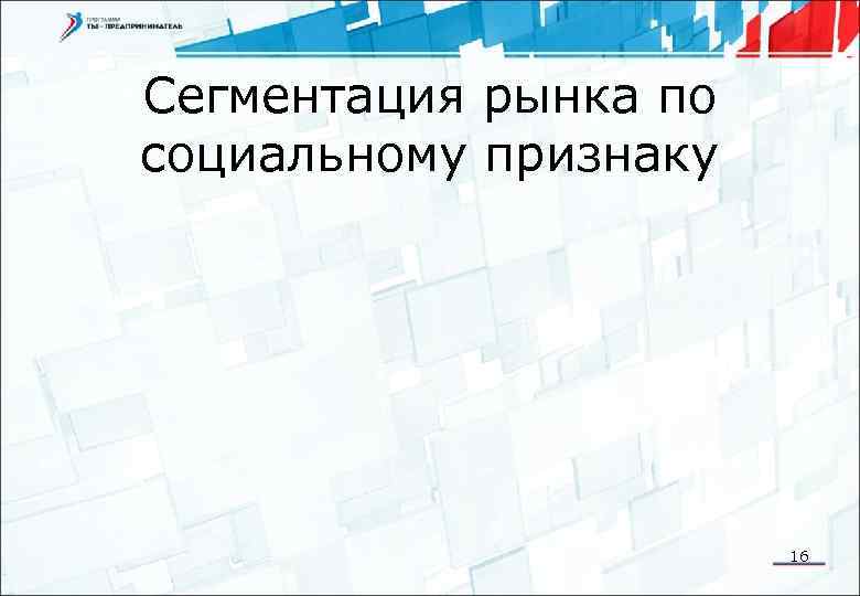 Сегментация рынка по социальному признаку 16 