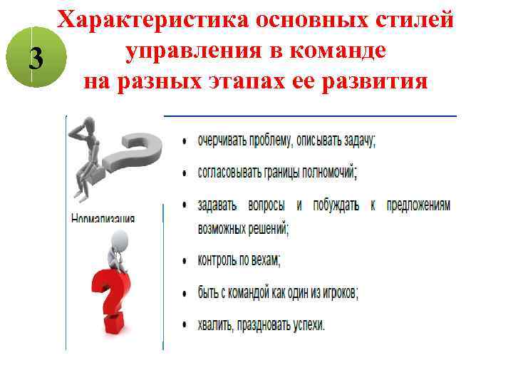 3 Характеристика основных стилей управления в команде на разных этапах ее развития 