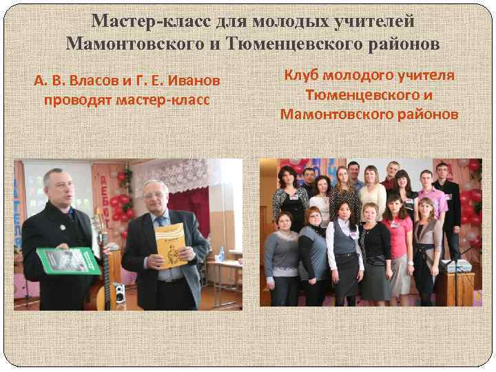 Мастер-класс для молодых учителей Мамонтовского и Тюменцевского районов А. В. Власов и Г. Е.