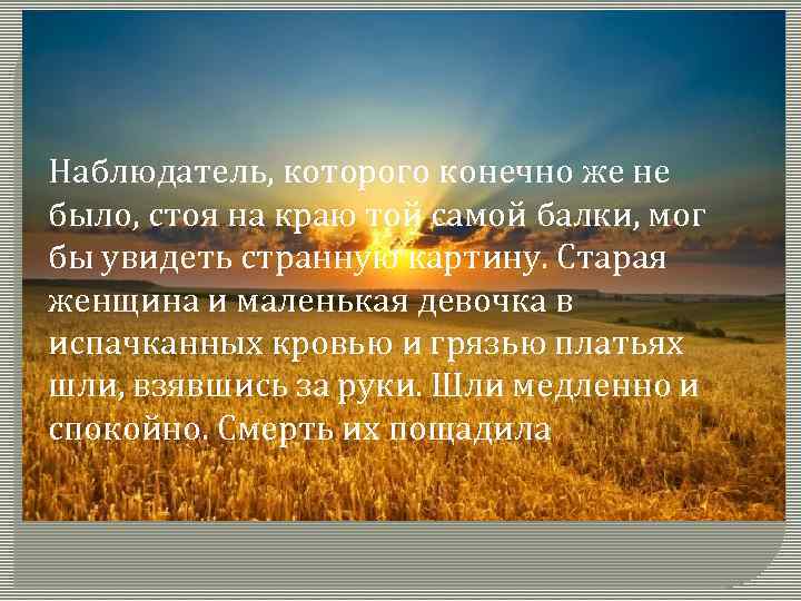 Наблюдатель, которого конечно же не было, стоя на краю той самой балки, мог бы