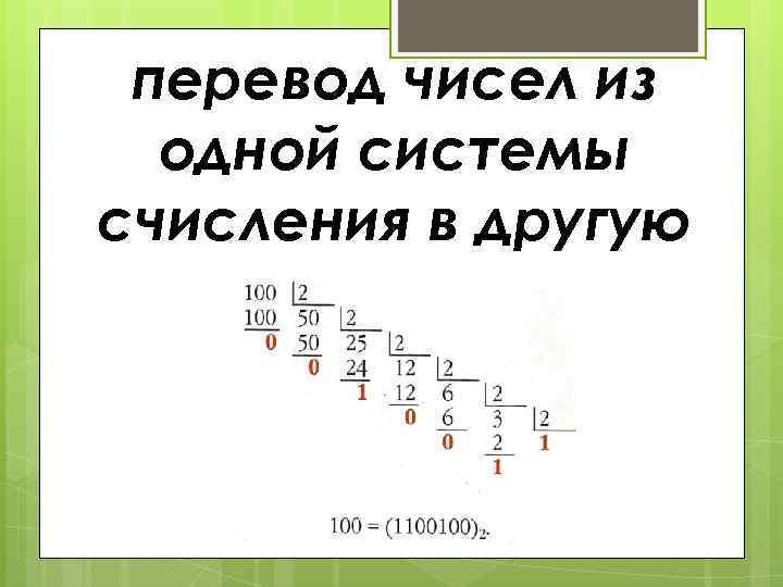 перевод чисел из одной системы счисления в другую 