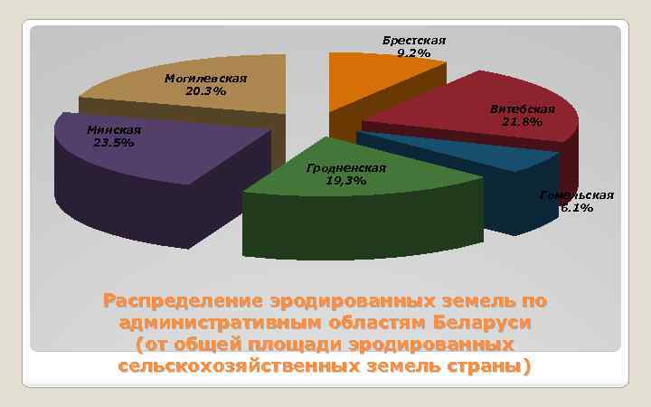 Брестская 9. 2% Могилевская 20. 3% Витебская 21. 8% Минская 23. 5% Гродненская 19,