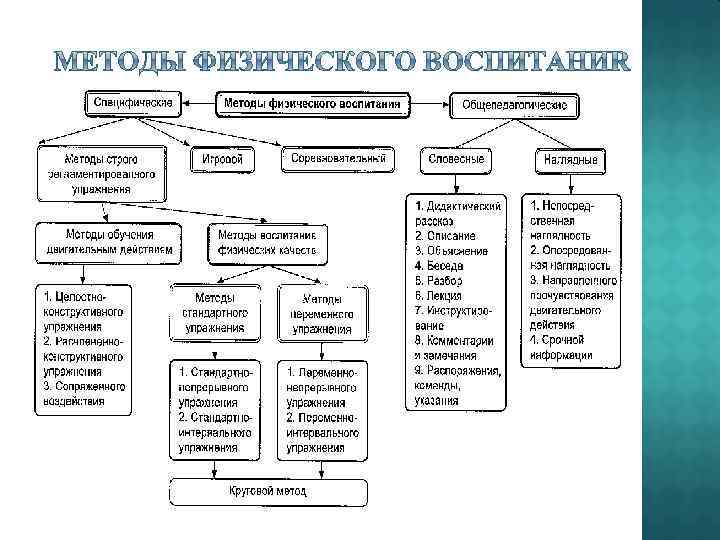 Методы физического воспитания схема