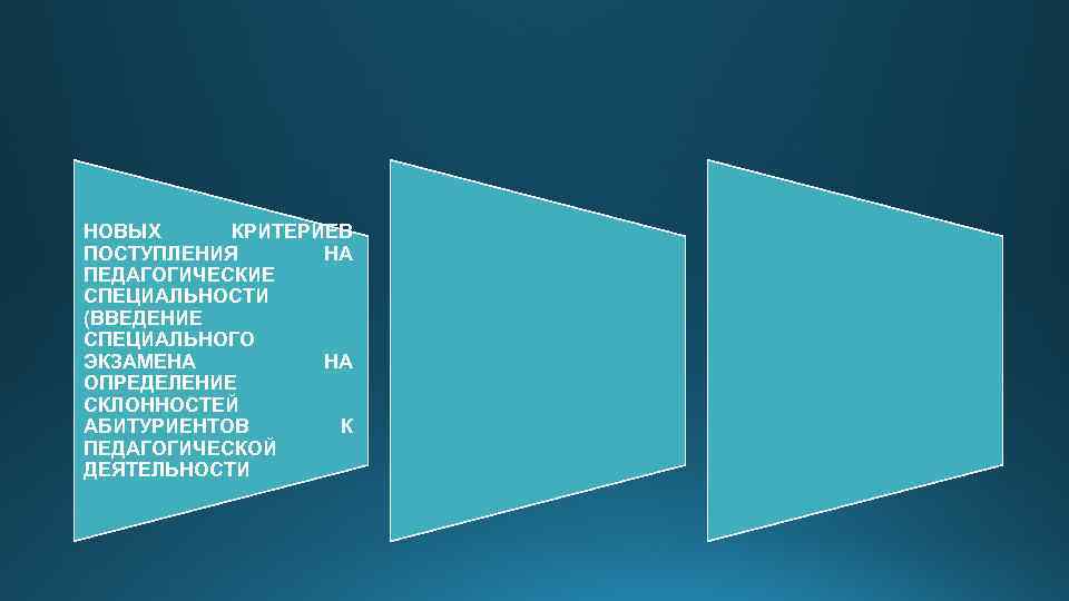 НОВЫХ КРИТЕРИЕВ ПОСТУПЛЕНИЯ НА ПЕДАГОГИЧЕСКИЕ СПЕЦИАЛЬНОСТИ (ВВЕДЕНИЕ СПЕЦИАЛЬНОГО ЭКЗАМЕНА НА ОПРЕДЕЛЕНИЕ СКЛОННОСТЕЙ АБИТУРИЕНТОВ К