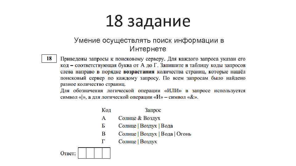 18 задание Умение осуществлять поиск информации в Интернете 