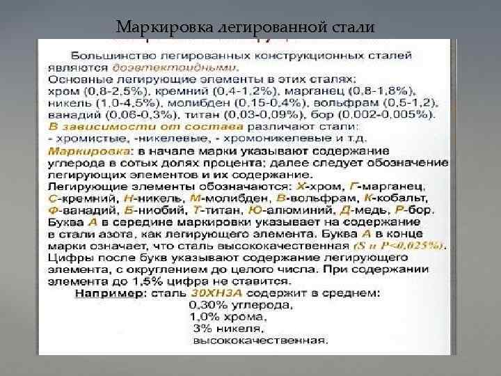 Маркировка легированной стали 