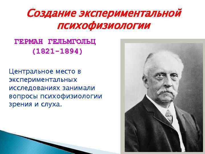 Создание эксперимента. Герман Гельмгольц (1821-1894). Герман Гельмгольц основоположник. Создание экспериментальной психофизиологии. Основатель экспериментальной психофизиологии.